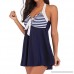 FEITONG Swimsuits for Women Women Plus Size Striped Tankini Swimjupmsuit Swimsuit Beachwear Padded Swimwear Dark Blue B07P744YXZ